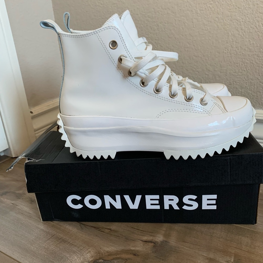 High Top CONVERSE RUN STAR HIKE PLATFORM IRIDESCENT LEATHER